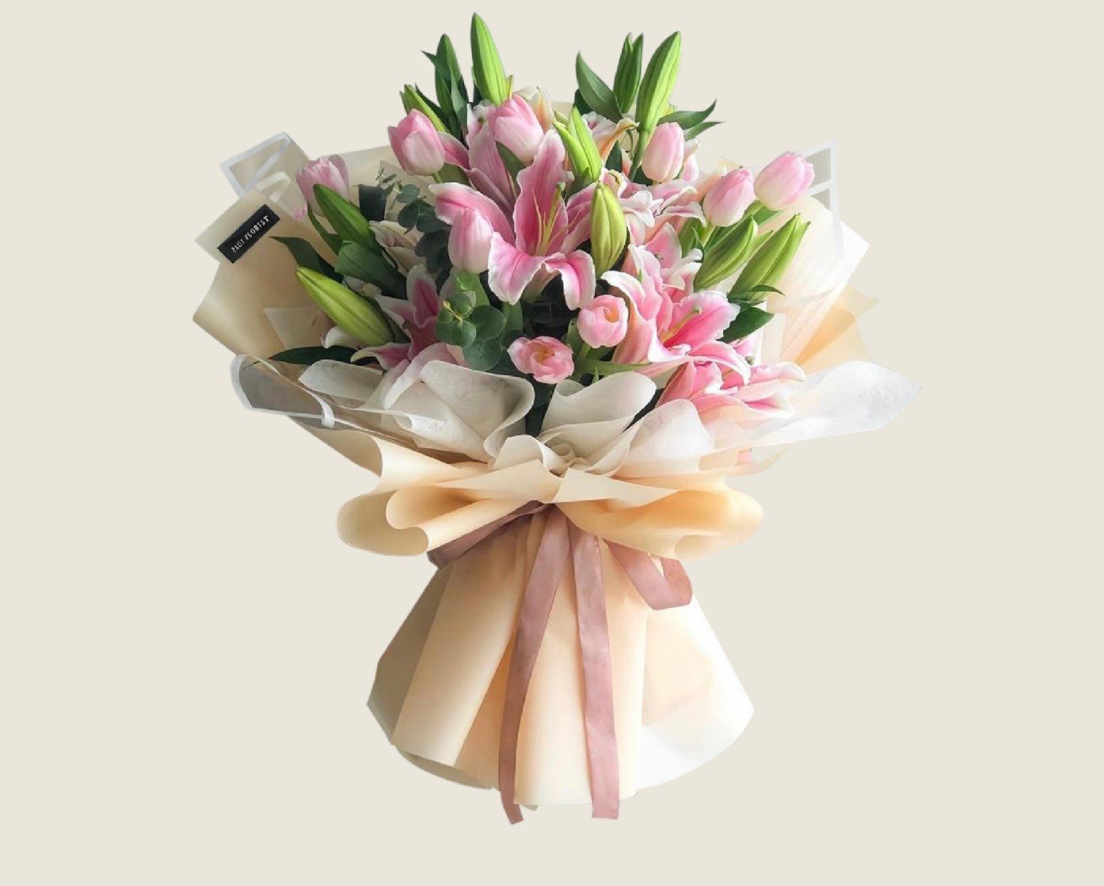 Mother's Day Flower Bouquet - My Queen Mama Fresh Flowers Gift Bouquet Mother's Day Fresh Pink Lily Pink Tulips