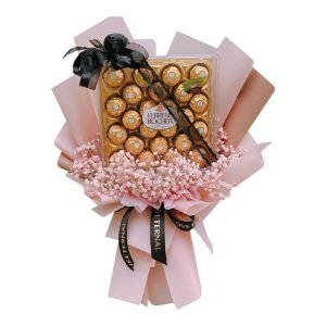 Flower Bouquet Pink Baby's Breath Premium Chocolate Fresh Flower Gift Bouquet
