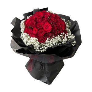 99 Red Roses With Baby Breath Flowers Bouquet