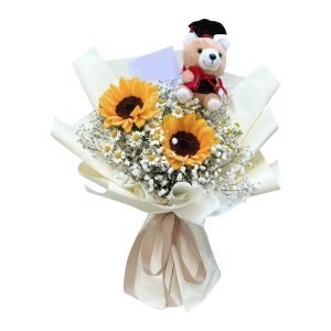 My Sunflower Baby Graduation Bear Fresh Flower Bouquet